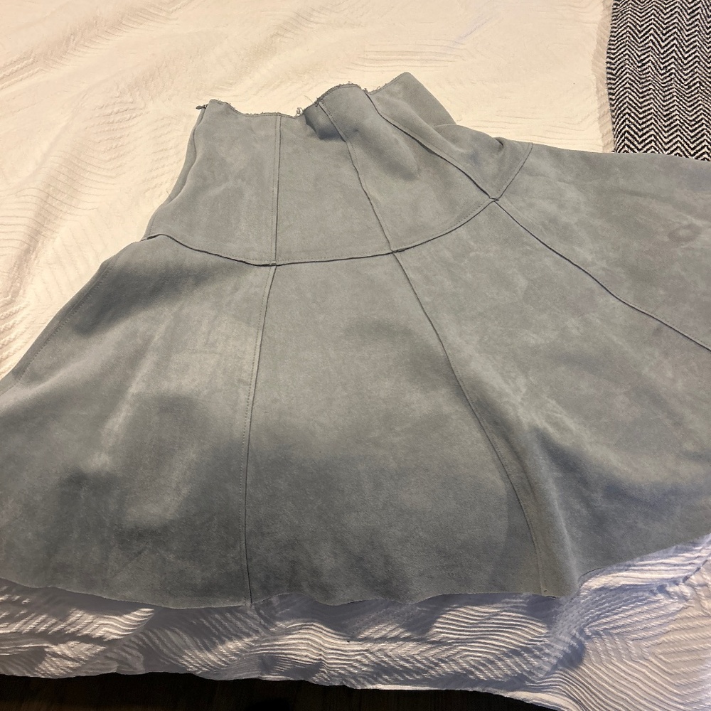 Zara light blue suede skirt